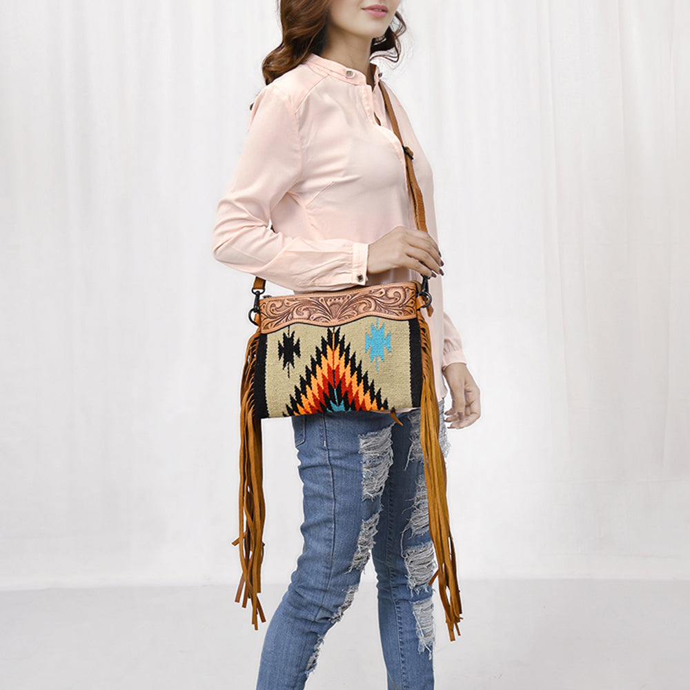 American Darling Cross Body Hand Tooled Saddle Blanket Genuine Leather Western Women Bag Handbag Purse | Crossbody for Cute