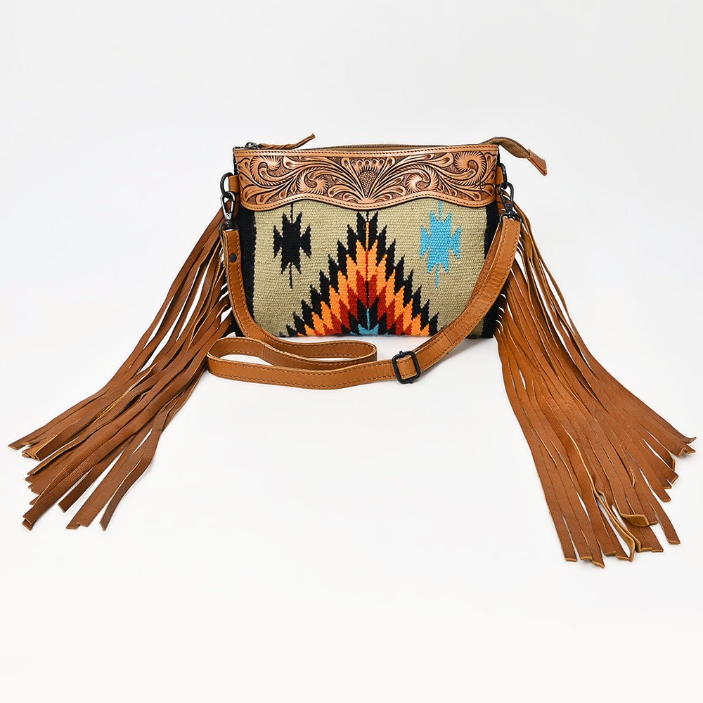 American Darling Crossbody Hand Tooled Saddle Blanket Genuine Leather