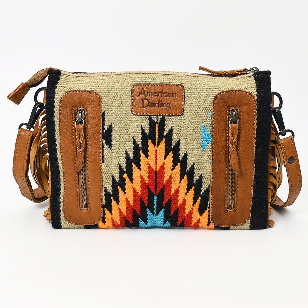 American Darling Crossbody Hand Tooled Saddle Blanket Genuine Leather