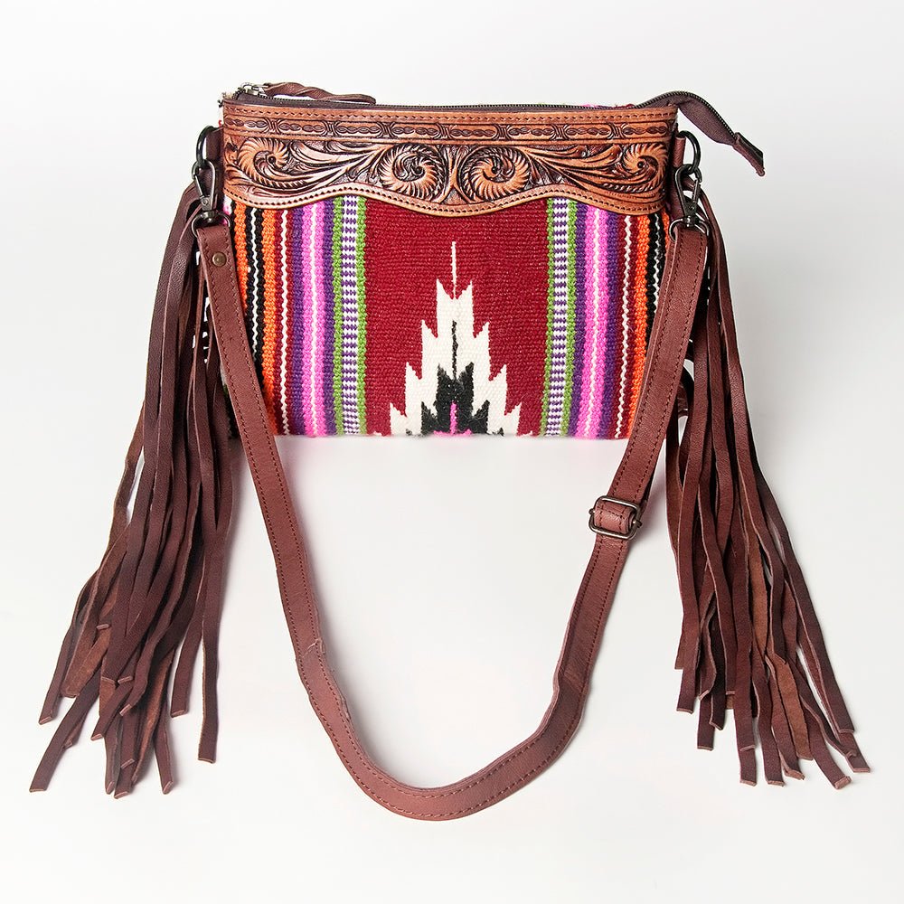 American Darling Crossbody Hand Tooled Saddle Blanket Genuine Leather