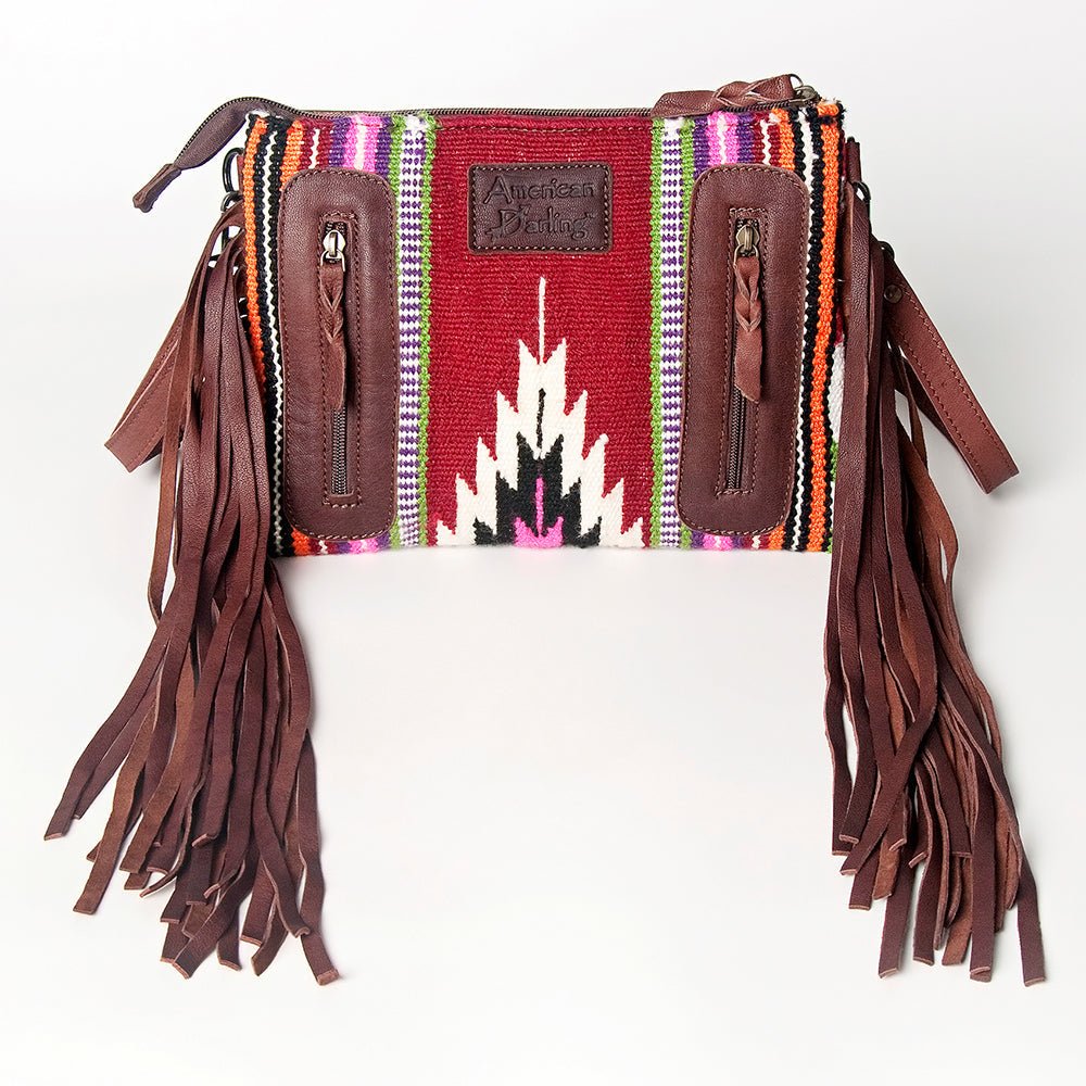 American Darling Crossbody Hand Tooled Saddle Blanket Genuine Leather