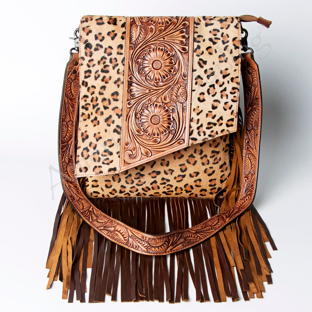 American Darling Crossbody Hand Tooled Hair-On Genuine Leather
