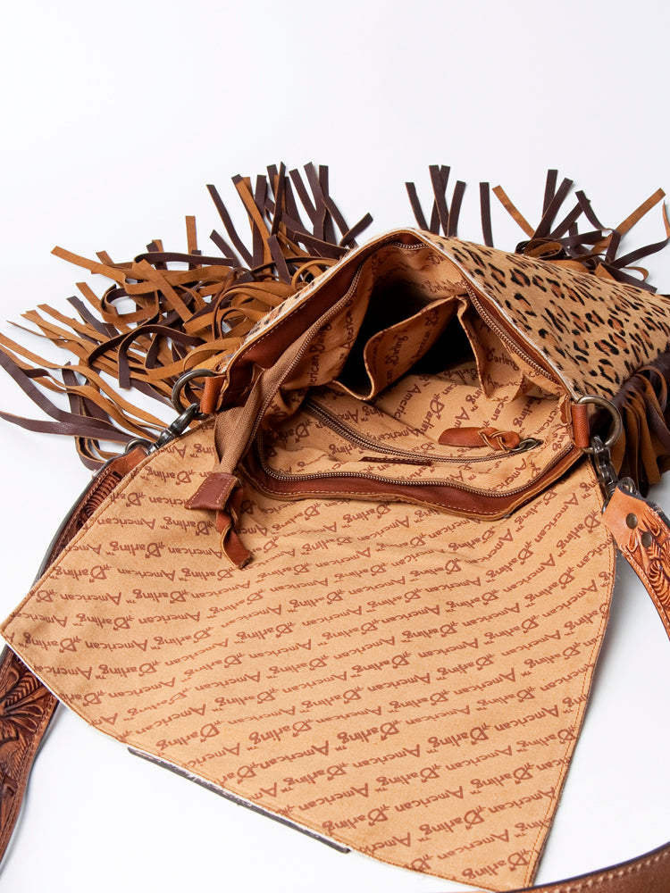 American Darling Crossbody Hand Tooled Hair-On Genuine Leather