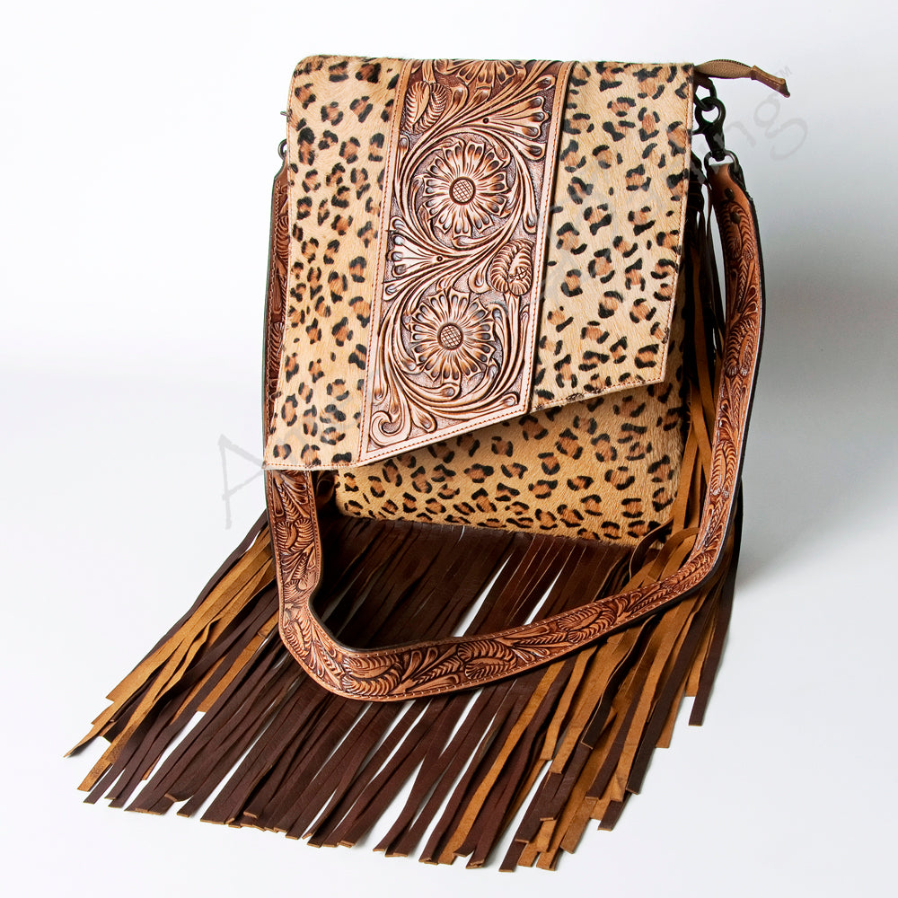 American Darling Crossbody Hand Tooled Hair-On Genuine Leather