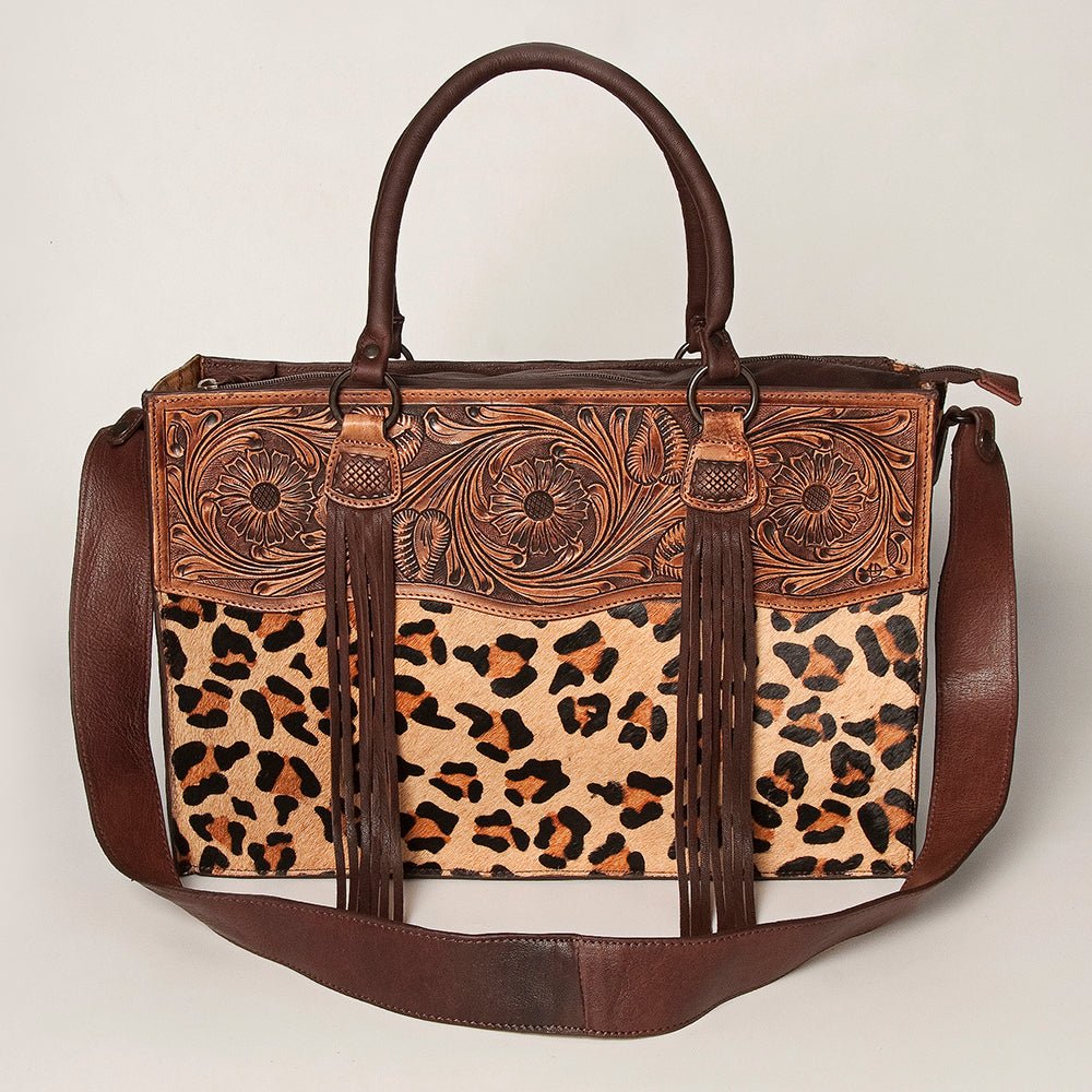 American Darling Tote Hand Tooled Hair-On Genuine Leather