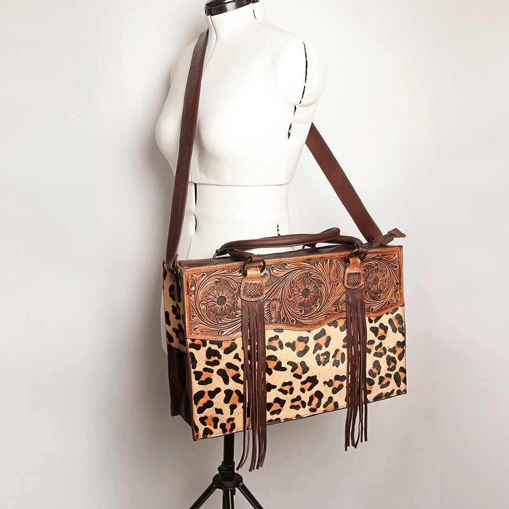 American Darling Tote Hand Tooled Hair-On Genuine Leather