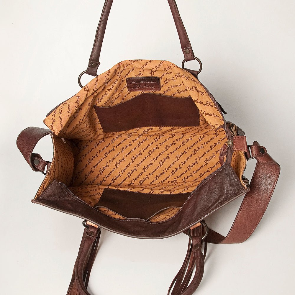 American Darling Tote Hand Tooled Hair-On Genuine Leather