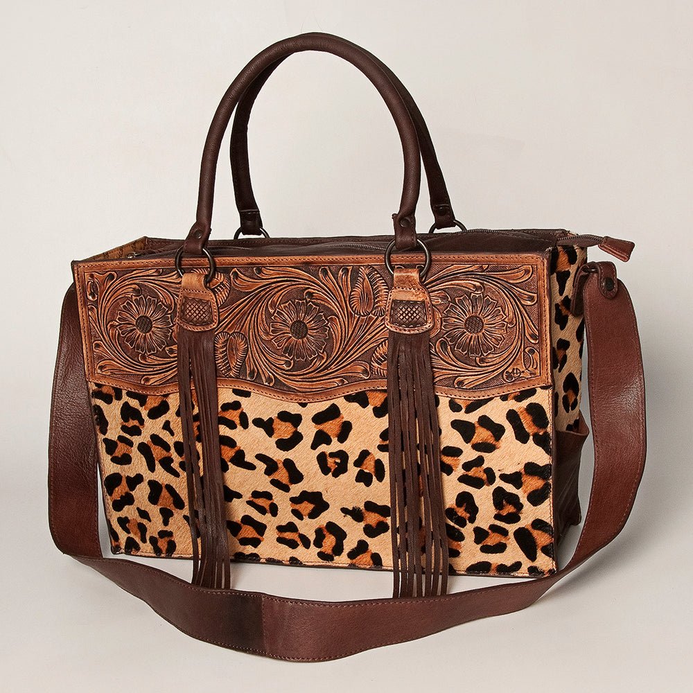 American Darling Tote Hand Tooled Hair-On Genuine Leather