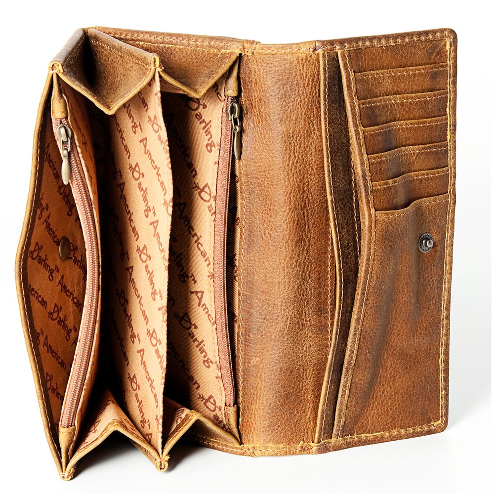 American Darling Wallet Hand Tooled Genuine Leather
