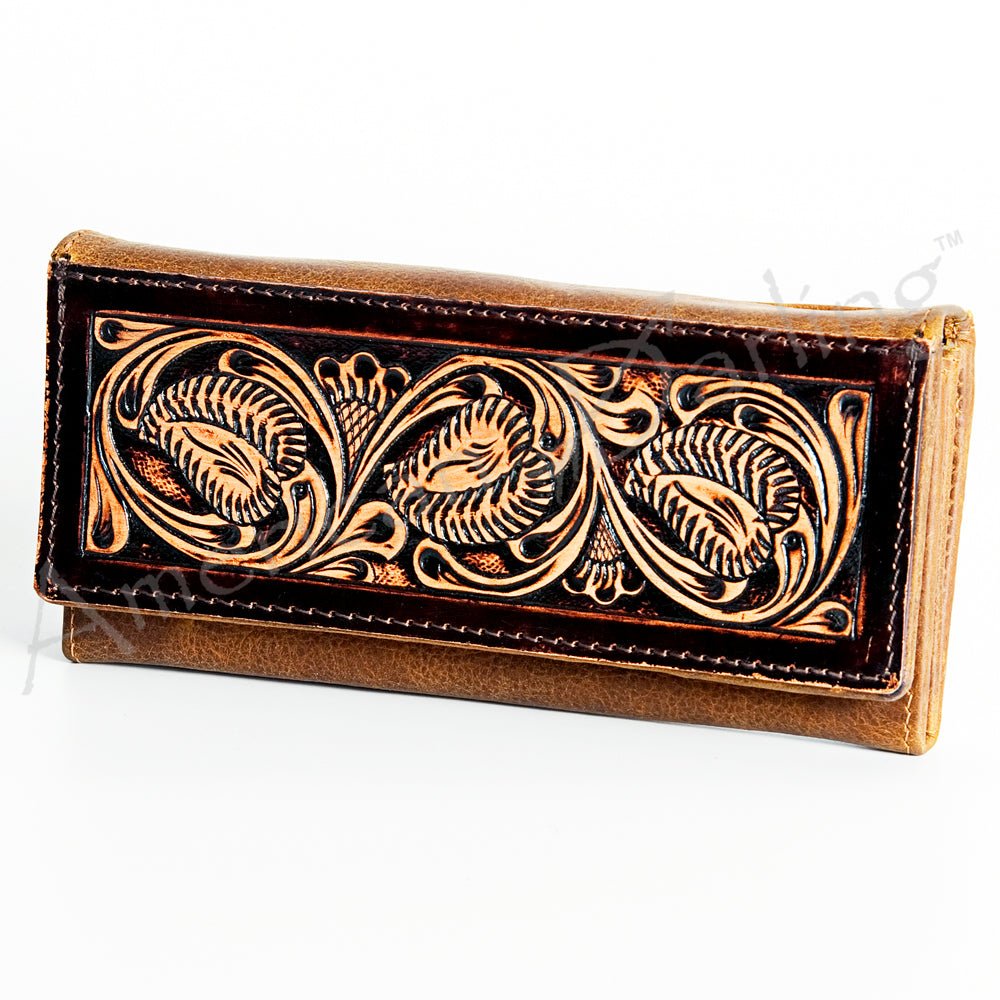 American Darling Wallet Hand Tooled Genuine Leather
