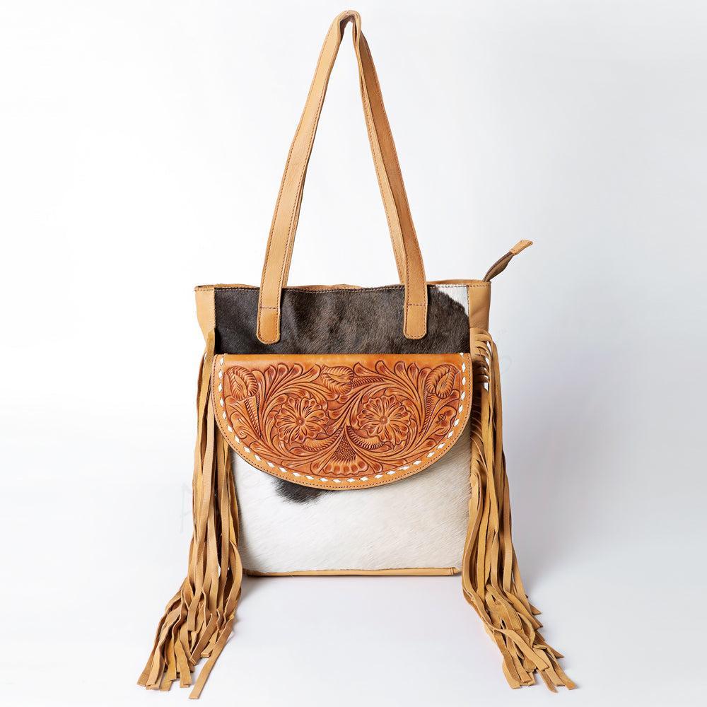 American Darling Hand-Tooled Hair-On Leather Tote
