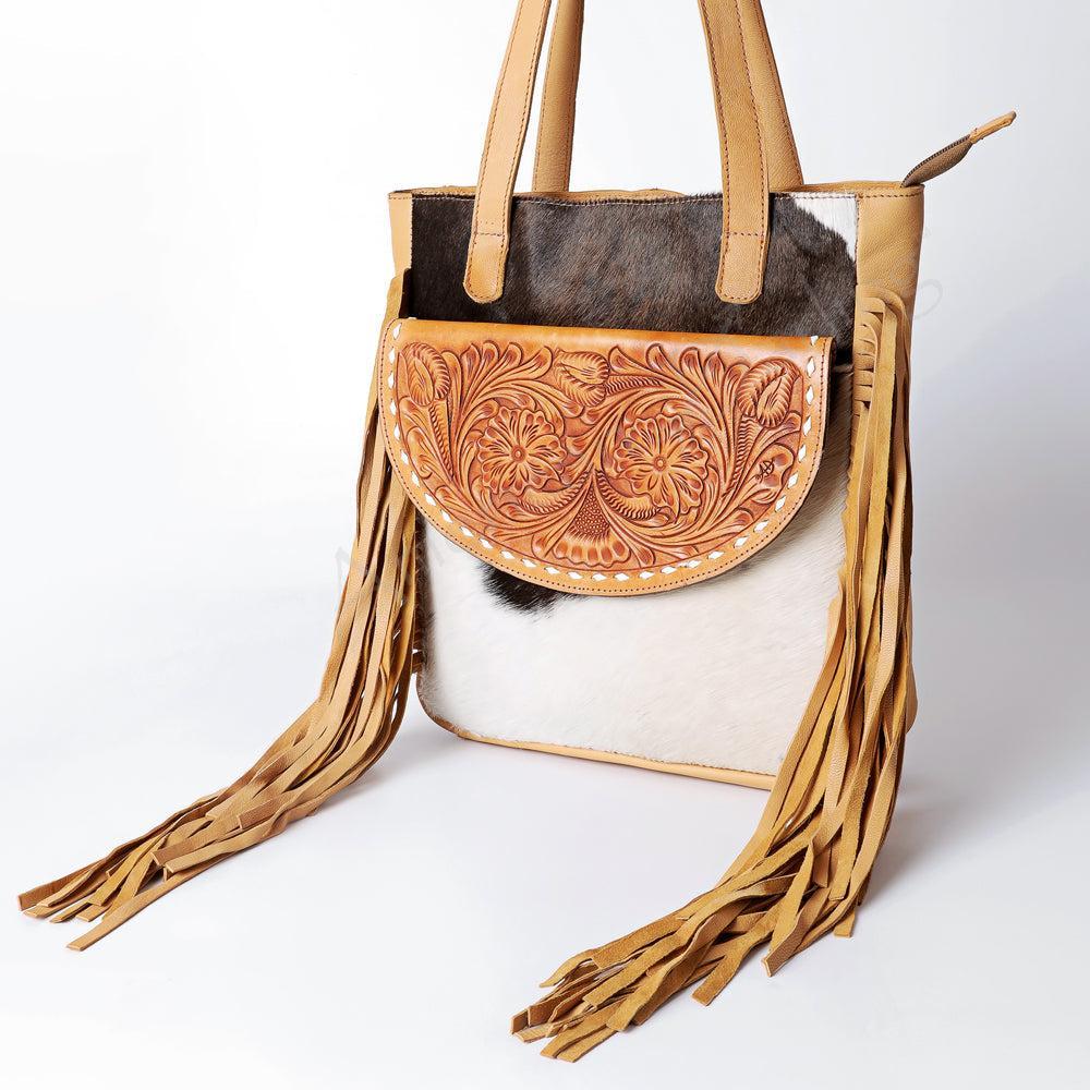 American Darling Hand-Tooled Hair-On Leather Tote