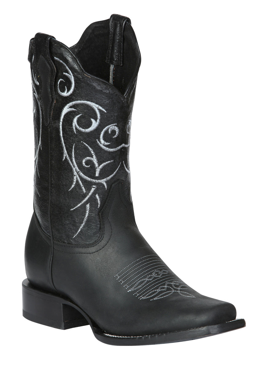 Men’s Leather Classic Western Cowboy Boot - Made in Mexico - Black 124069 — view 2