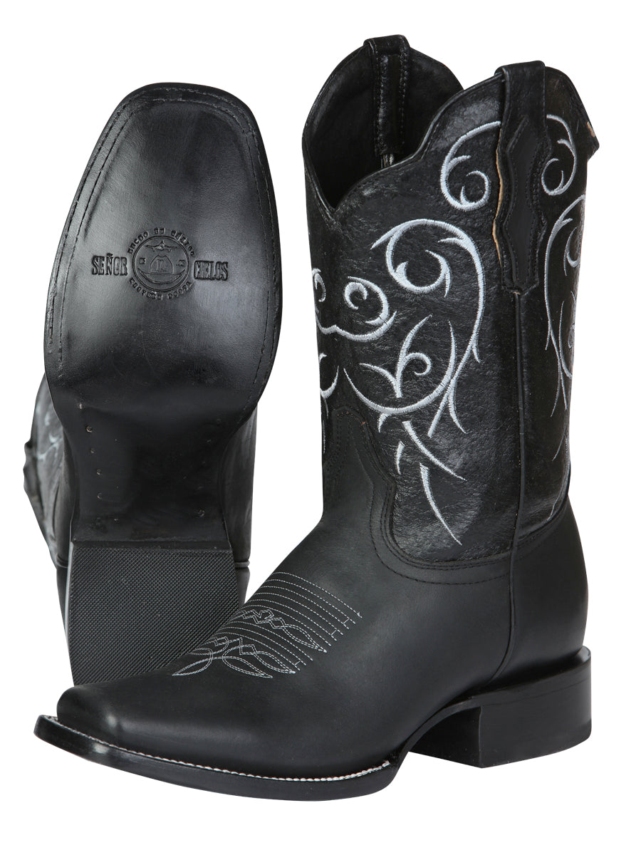 Men’s Leather Classic Western Cowboy Boot - Made in Mexico - Black 124069 — view 4