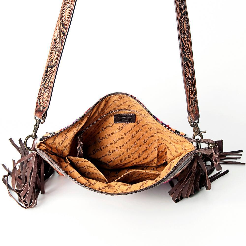 American Darling Hand-Tooled Saddle Blanket Leather Crossbody Bag