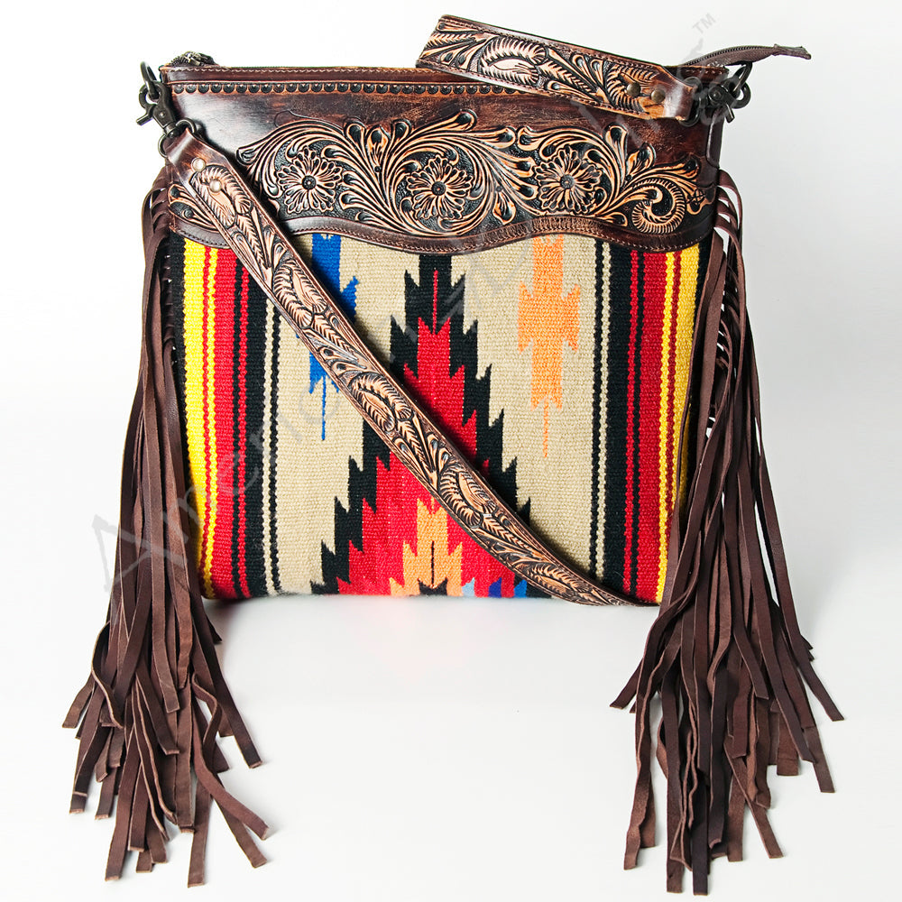 American Darling Signature Crossbody Hand Tooled Saddle Blanket Genuine Leather Women Bag Western Handbag Purse