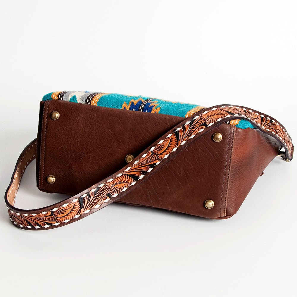 American Darling Large Crossbody Hand Tooled Saddle Blanket Genuine Leather