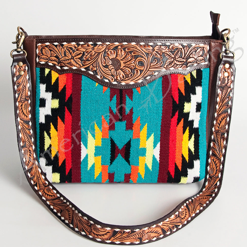 American Darling Hand Tooled Floral Carved Saddle Blanket Messenger Bag Eco-Friendly Full Grain Genuine Leather YKK Zipper