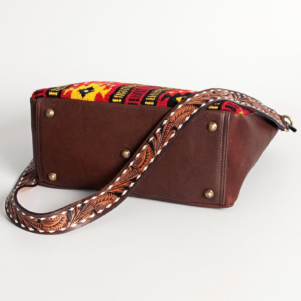 American Darling Large Crossbody Hand Tooled Saddle Blanket Genuine Leather