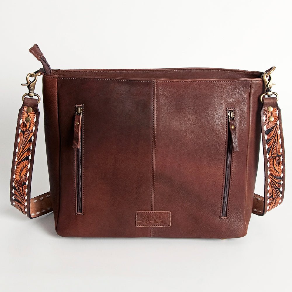 American Darling Large Crossbody Hand Tooled Saddle Blanket Genuine Leather