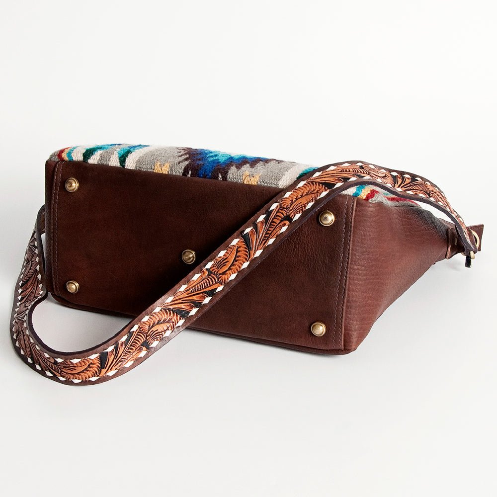 American Darling Large Crossbody Hand Tooled Saddle Blanket Genuine Leather
