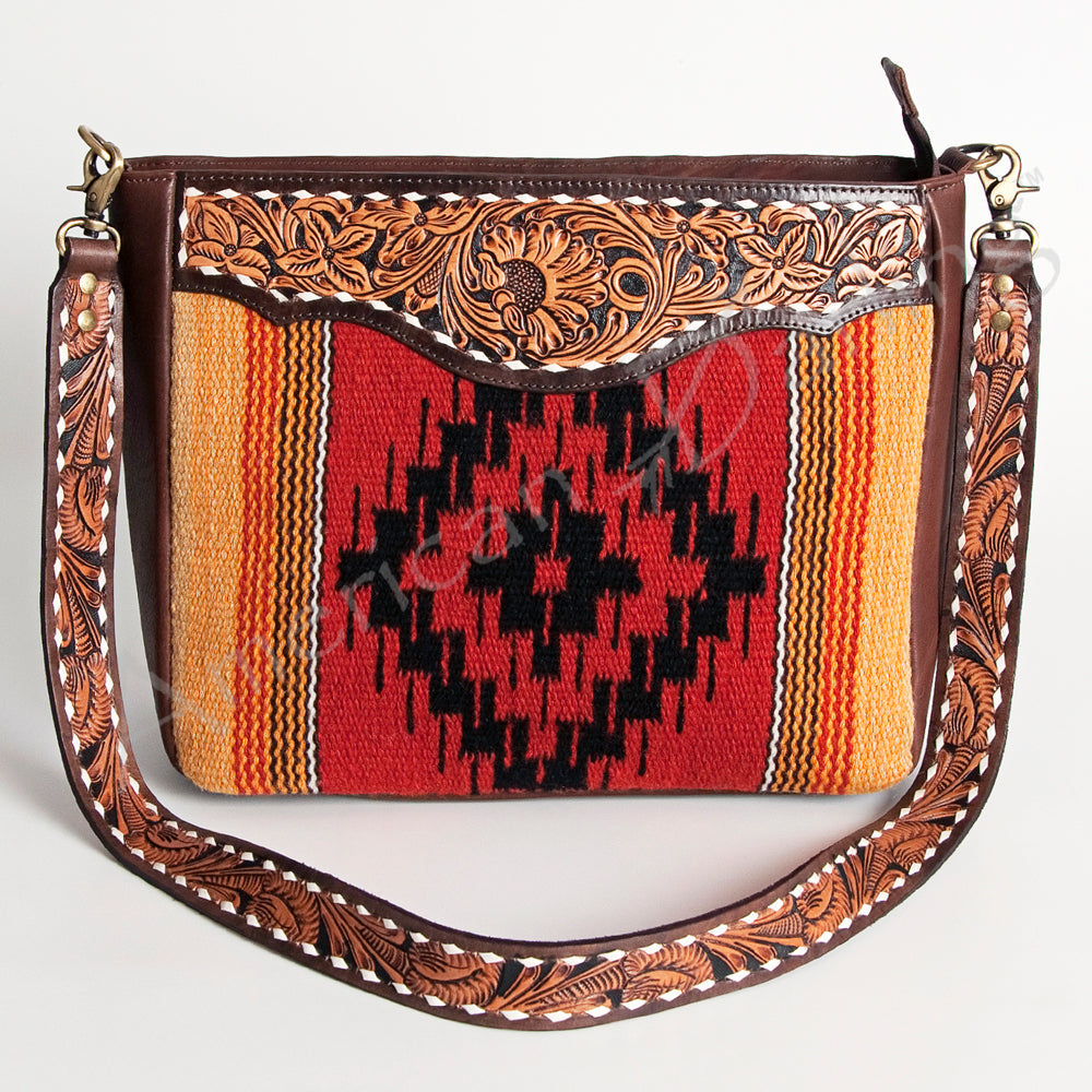 American Darling Hand Tooled Floral Carved Saddle Blanket Messenger Bag Eco-Friendly Full Grain Genuine Leather YKK Zipper
