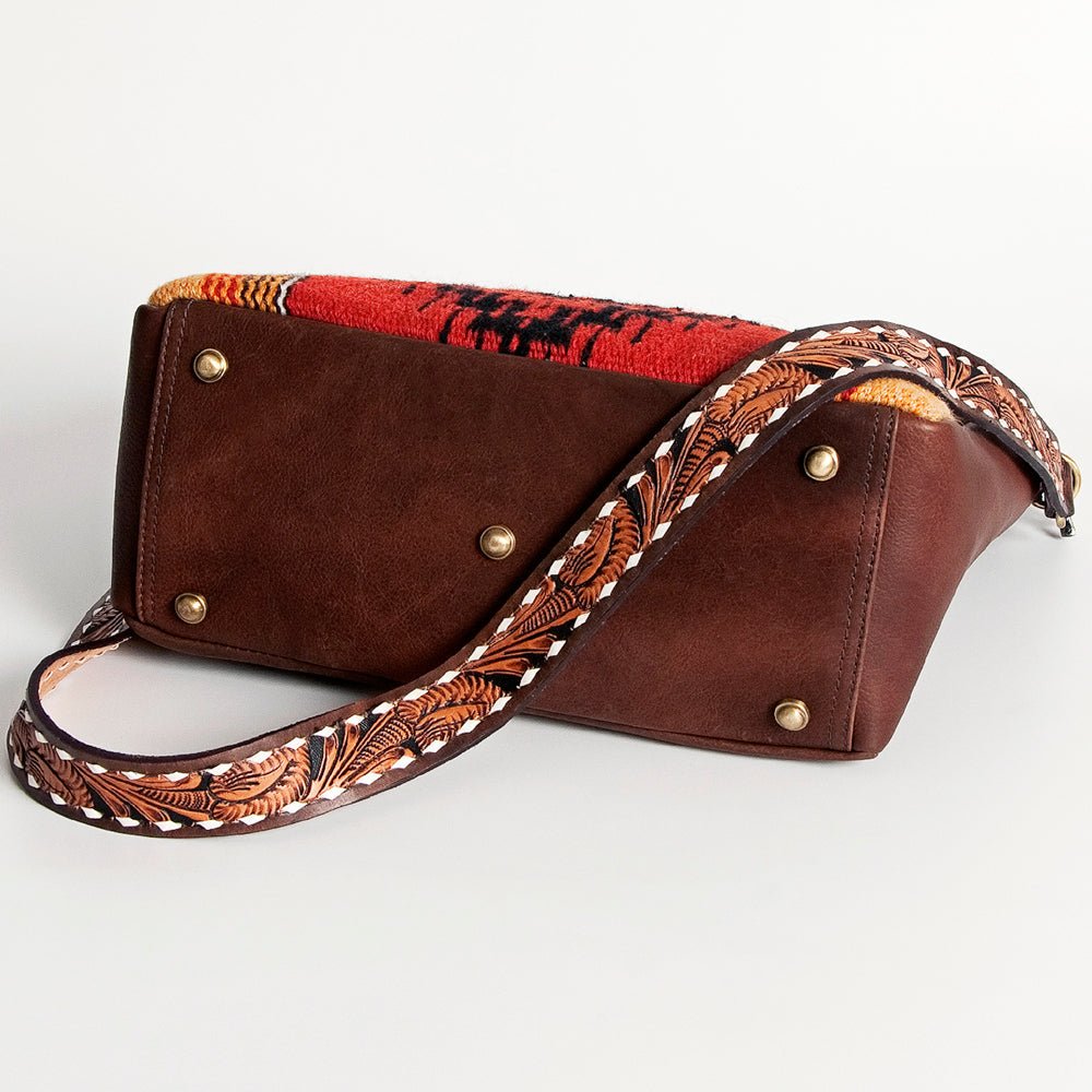 American Darling Large Crossbody Hand Tooled Saddle Blanket Genuine Leather