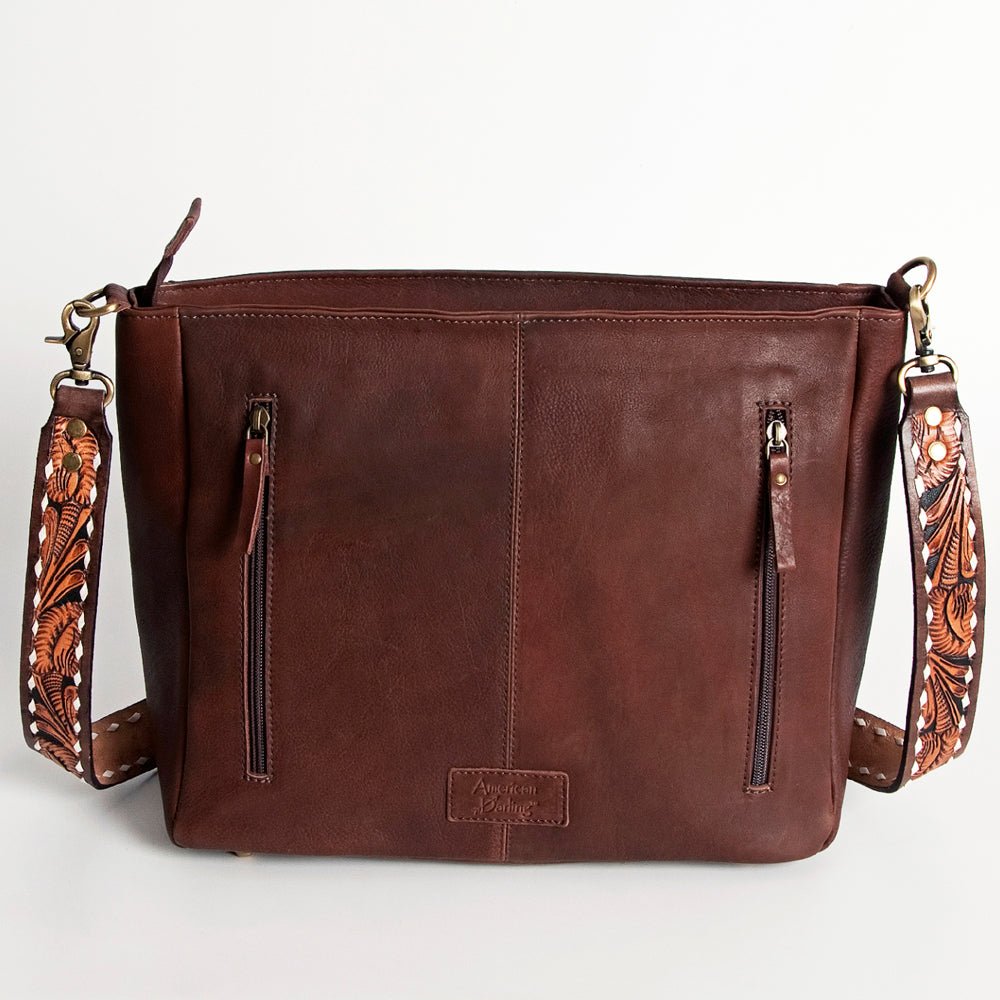 American Darling Large Crossbody Hand Tooled Saddle Blanket Genuine Leather