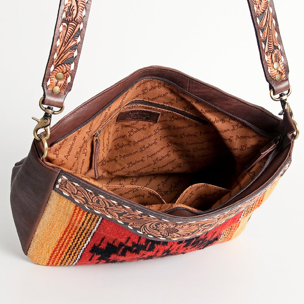 American Darling Hand Tooled Floral Carved Saddle Blanket Messenger Bag Eco-Friendly Full Grain Genuine Leather YKK Zipper