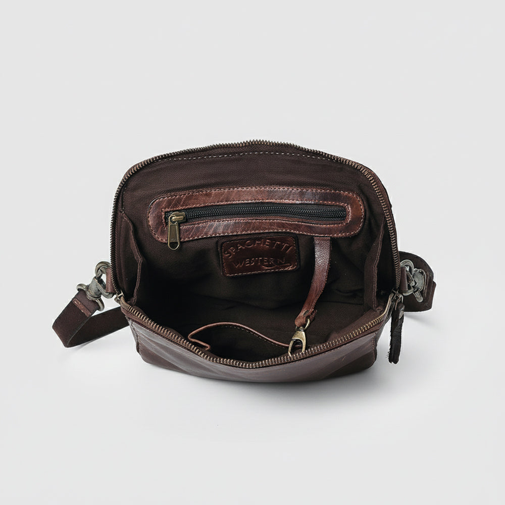 Spaghetti Western Swc199Brn Coin Purse Vintage Handmade Drum Dyed Genuine European Cowhide Leather Women Bag Western Handbag Purse