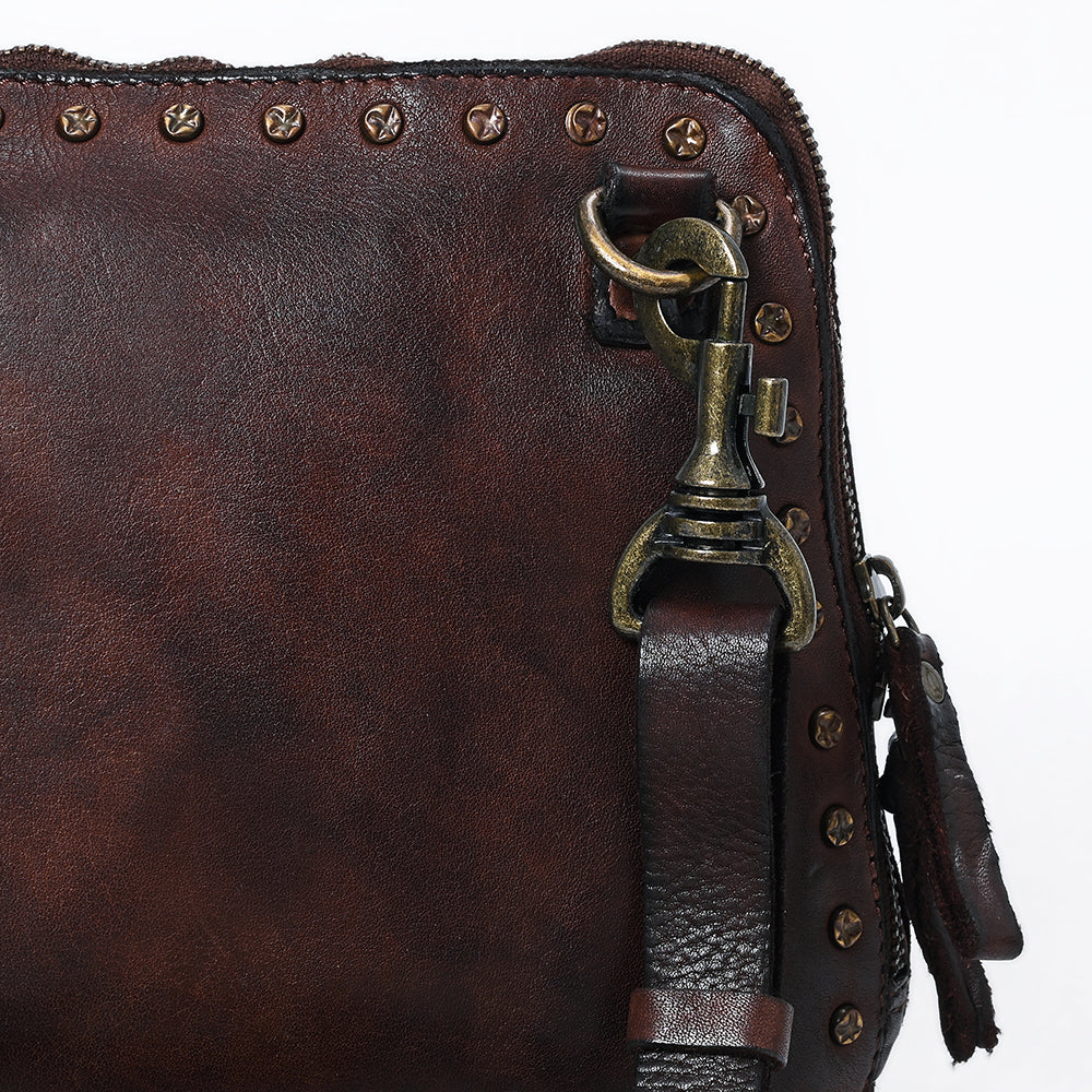 Spaghetti Western Coin Purse Vintage Handmade Drum Dyed Genuine European Cowhide Leather