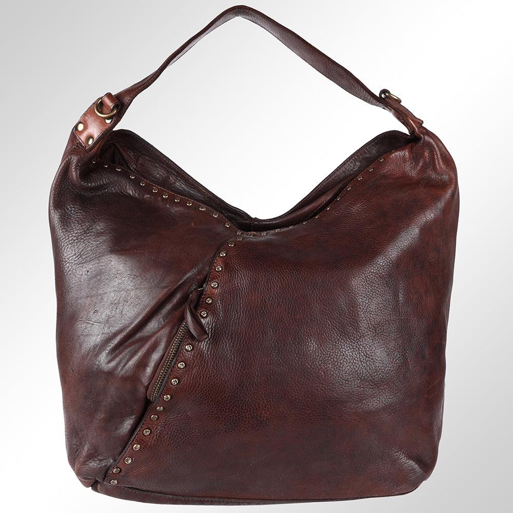 Spaghetti Western Hobo Vintage Handmade Drum Dyed Genuine European Cowhide Leather