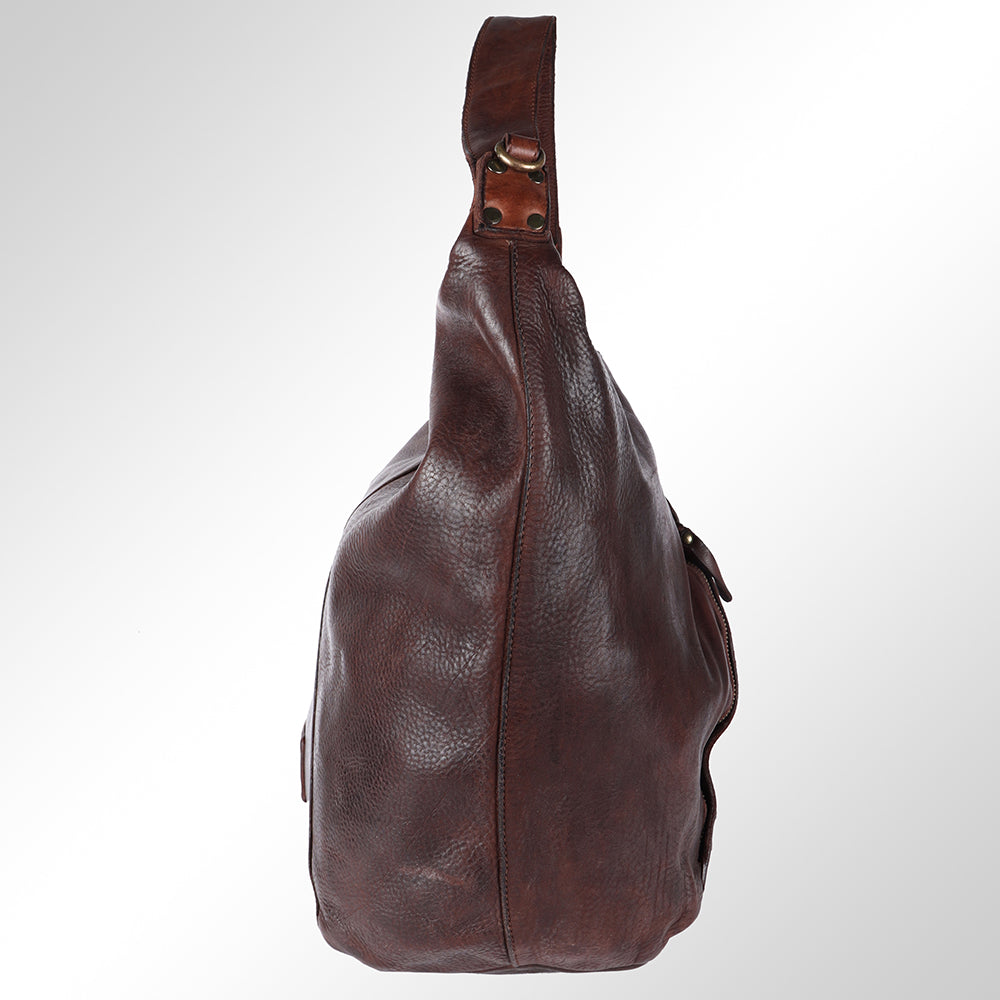 Spaghetti Western Hobo Vintage Handmade Drum Dyed Genuine European Cowhide Leather