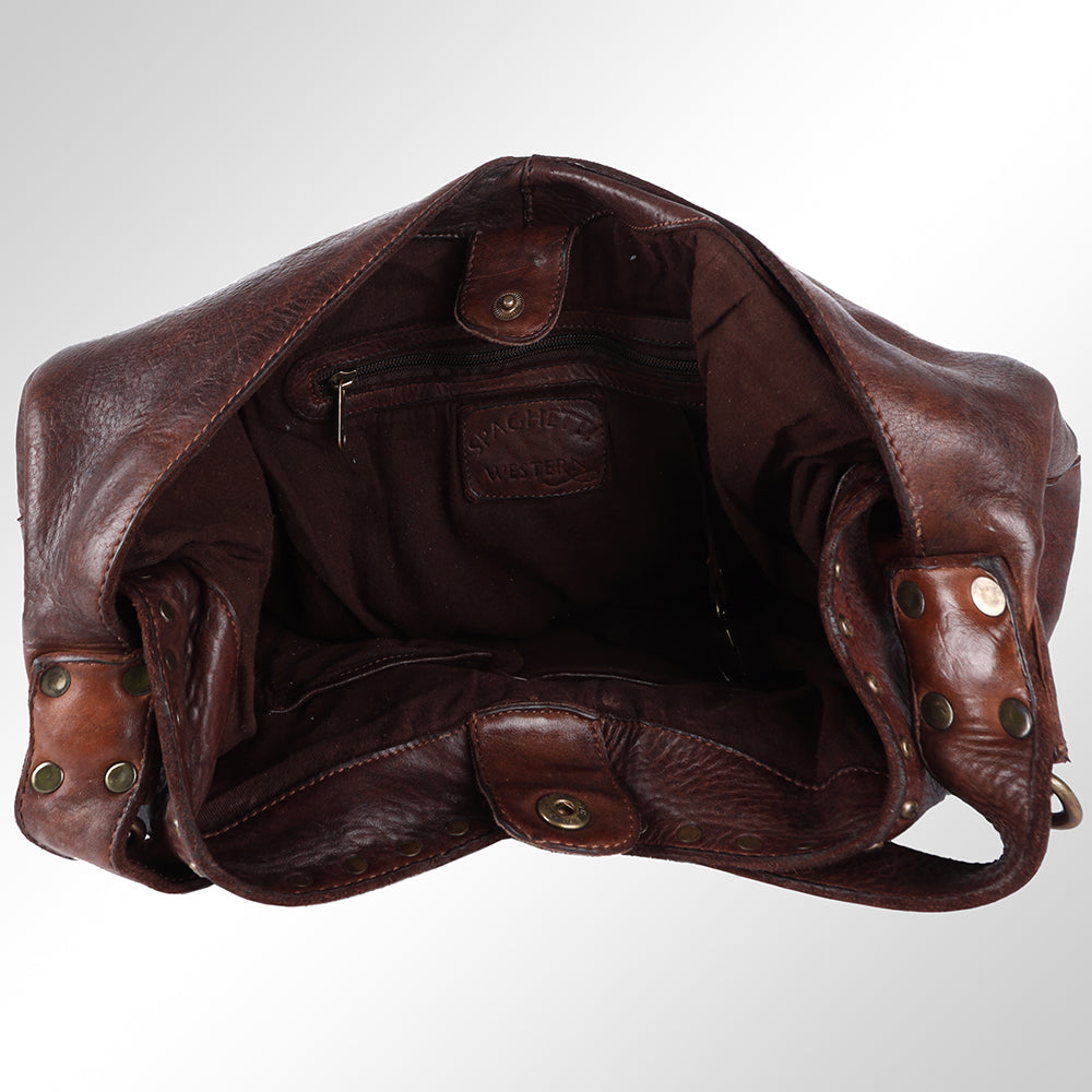 Spaghetti Western Hobo Vintage Handmade Drum Dyed Genuine European Cowhide Leather