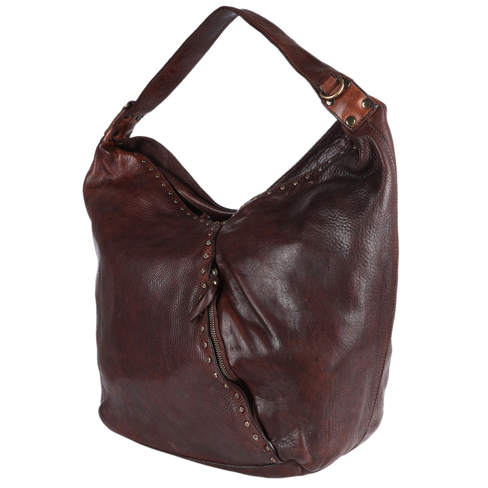 Spaghetti Western Hobo Vintage Handmade Drum Dyed Genuine European Cowhide Leather