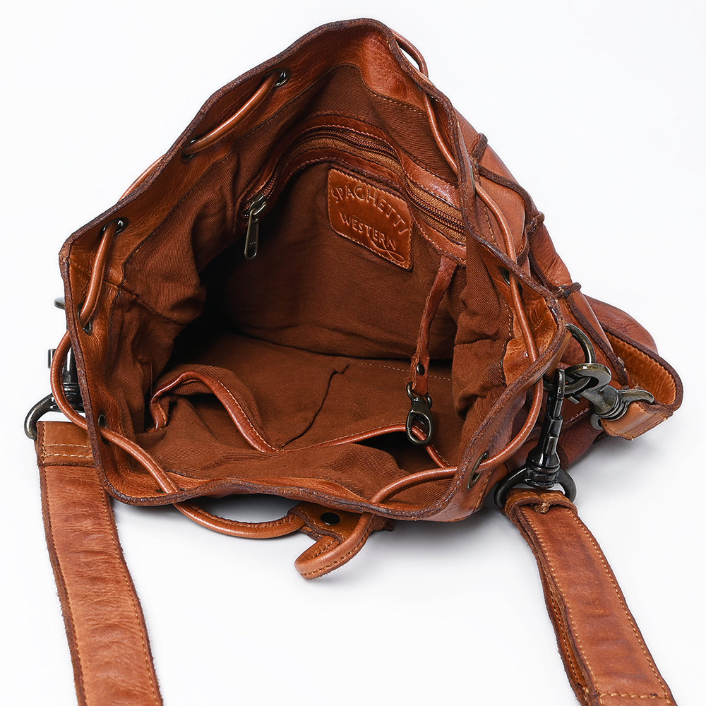 Spaghetti Western Hobo Vintage Handmade Drum Dyed Genuine European Cowhide Leather