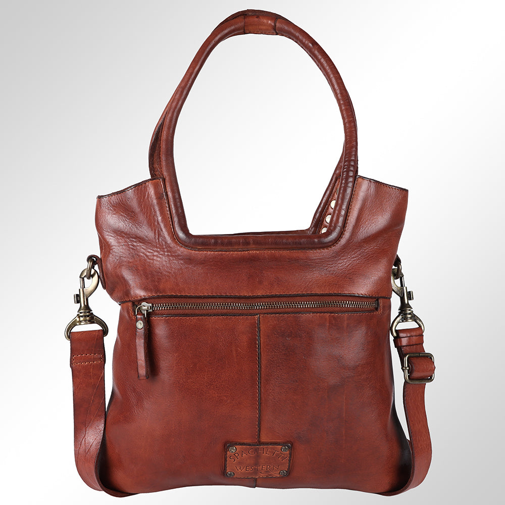 Spaghetti Western Tote Vintage Handmade Drum Dyed Genuine European Cowhide Leather