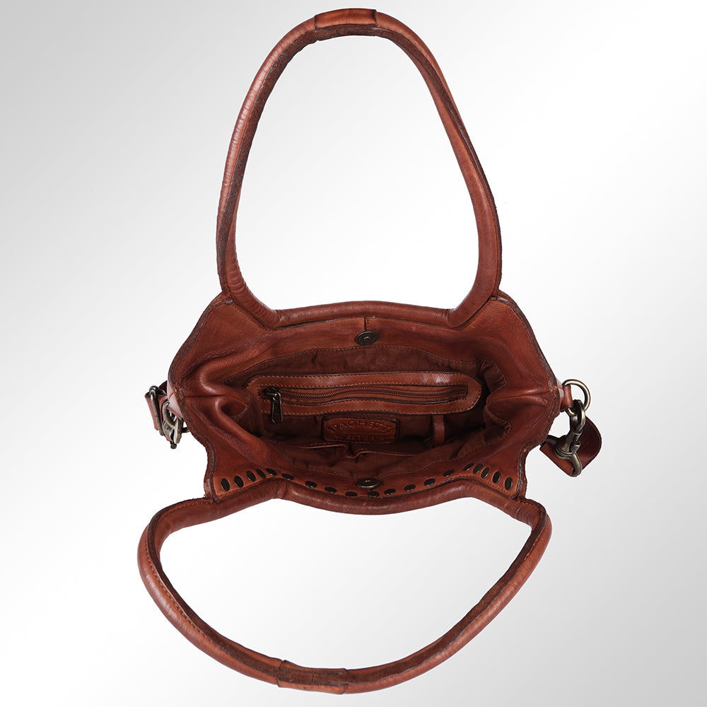 Spaghetti Western Tote Vintage Handmade Drum Dyed Genuine European Cowhide Leather