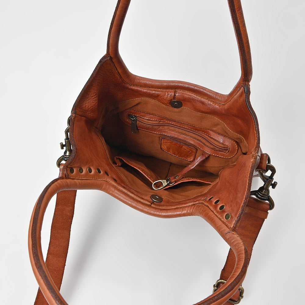 Spaghetti Western Swc178Cg Tote Vintage Handmade Drum Dyed Genuine European Cowhide Leather Women Bag Western Handbag Purse
