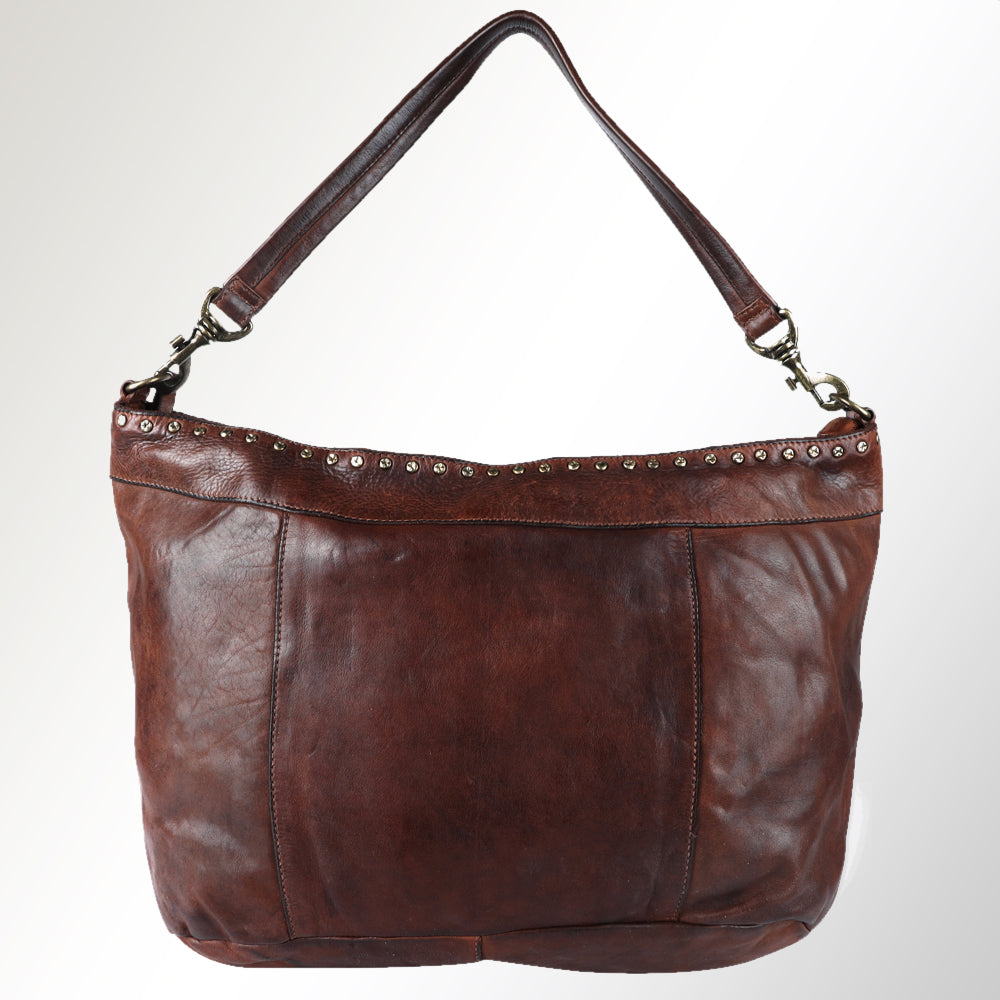 Spaghetti Western Hobo Vintage Handmade Drum Dyed Genuine European Cowhide Leather