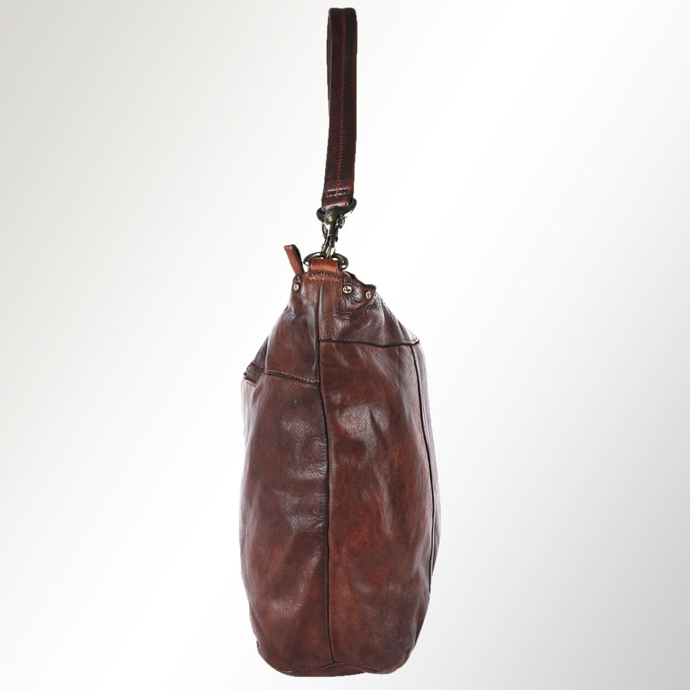 Spaghetti Western Hobo Vintage Handmade Drum Dyed Genuine European Cowhide Leather