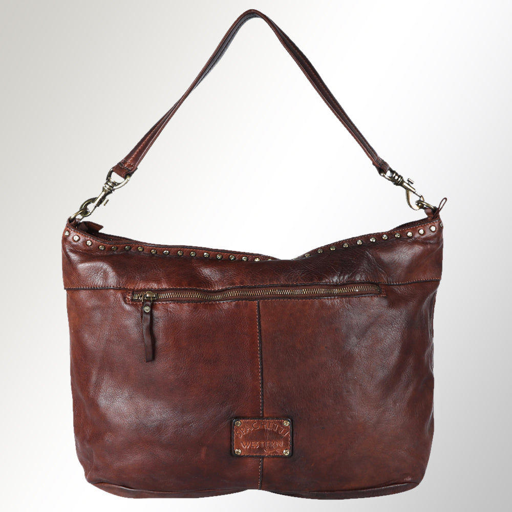 Spaghetti Western Hobo Vintage Handmade Drum Dyed Genuine European Cowhide Leather