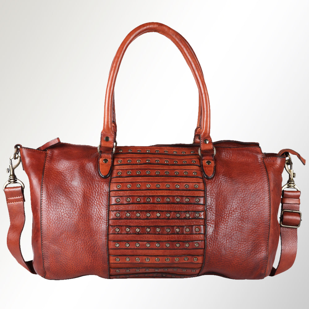 Spaghetti Western Tote Vintage Handmade Drum Dyed Genuine European Cowhide Leather