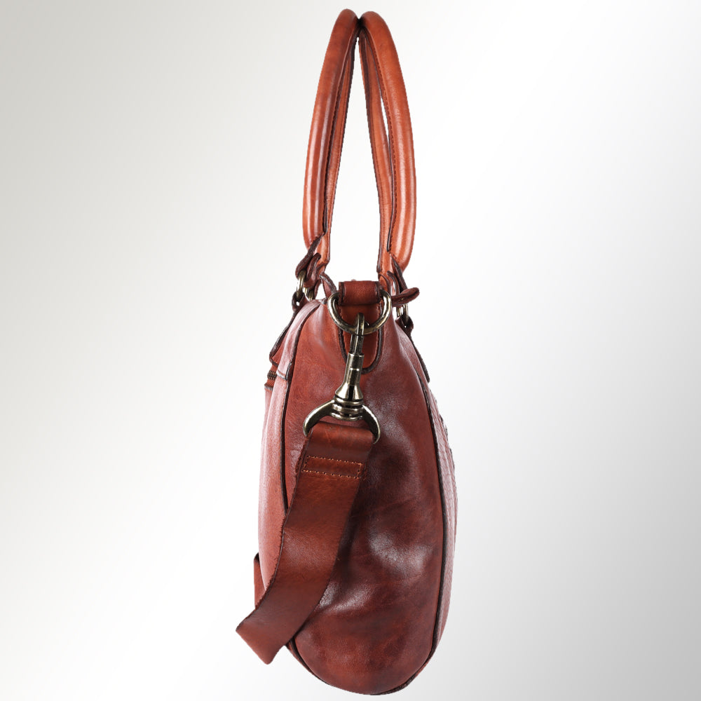 Spaghetti Western Tote Vintage Handmade Drum Dyed Genuine European Cowhide Leather