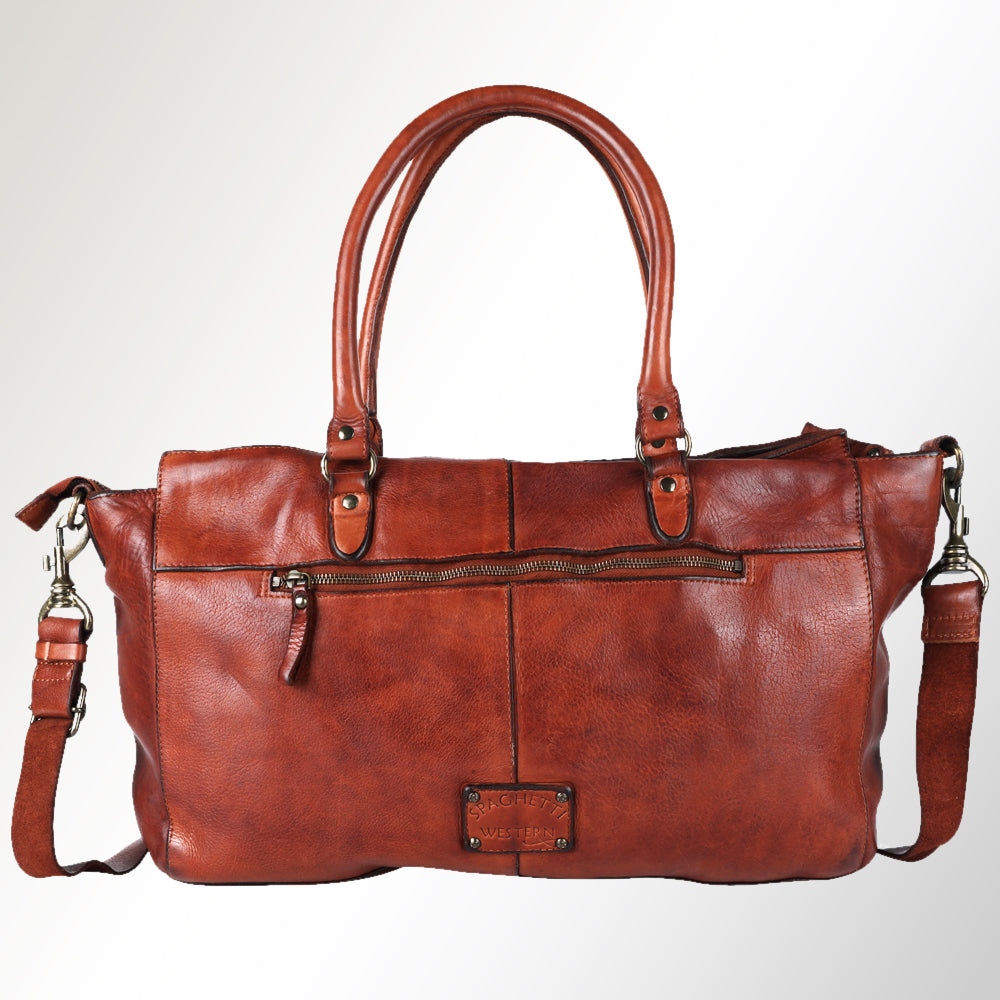 Spaghetti Western Tote Vintage Handmade Drum Dyed Genuine European Cowhide Leather