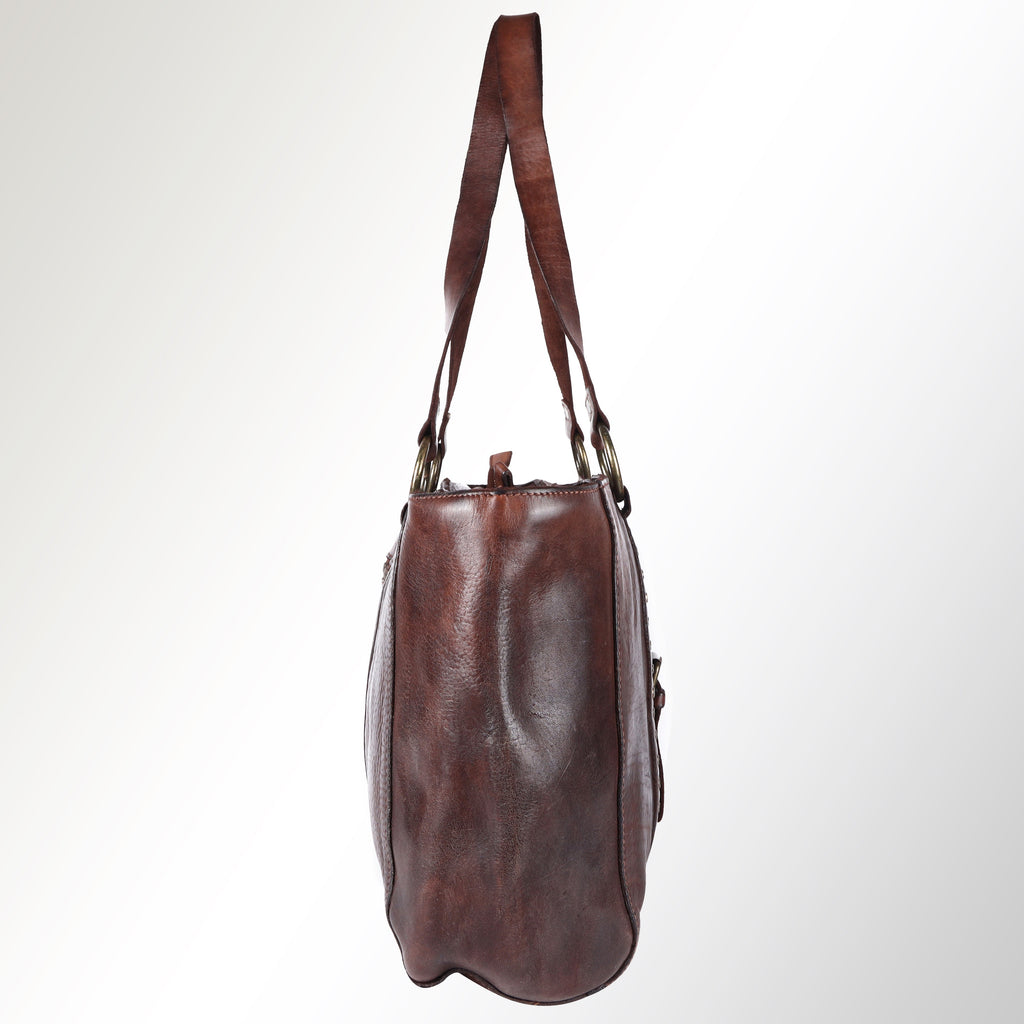 Spaghetti Western Tote Vintage Handmade Drum Dyed Genuine European Cowhide Leather
