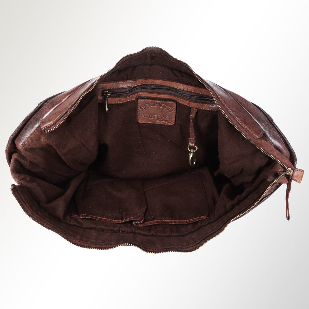 Spaghetti Western Tote Vintage Handmade Drum Dyed Genuine European Cowhide Leather