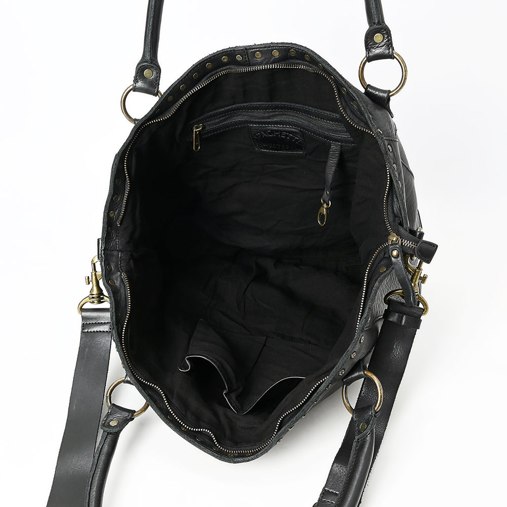Spaghetti Western Tote Vintage Handmade Drum Dyed Genuine European Cowhide Leather