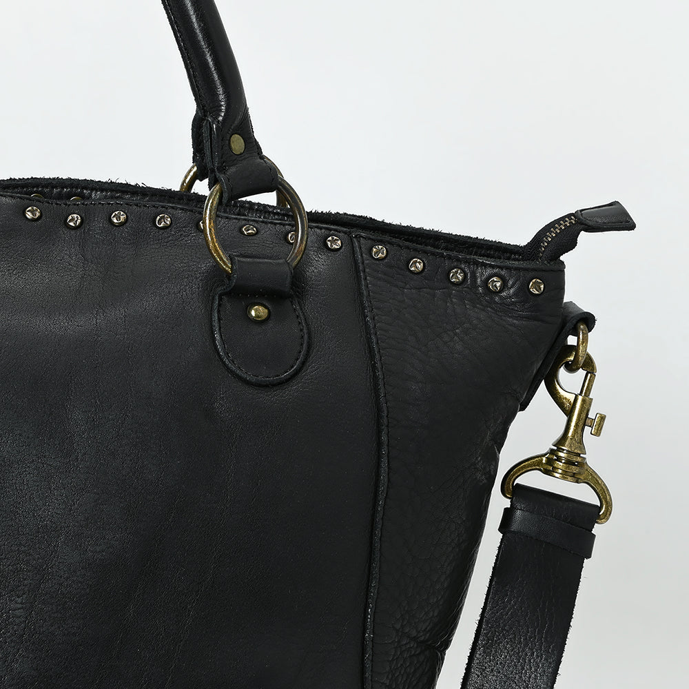 Spaghetti Western Tote Vintage Handmade Drum Dyed Genuine European Cowhide Leather