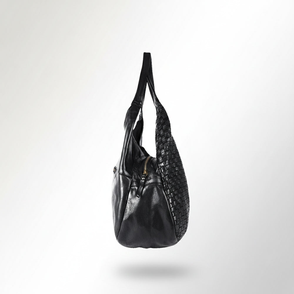 Spaghetti Western Swc189Blk Tote Vintage Handmade Drum Dyed Genuine European Cowhide Leather Women Bag Western Handbag Purse